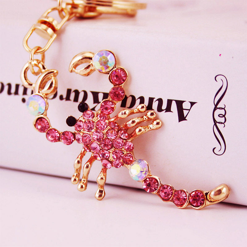 Cartoon Animal Car Keychain Zinc Alloy Key Ring With Diamond Accent Car Accessory Gift Cute Key Fob Charm Vehicle