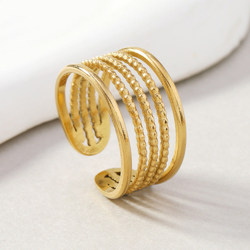 Unisex Stainless Steel Ring Electroplated Geometric Round Design Ornament Fashion Jewelry GarlandSpecial Garland