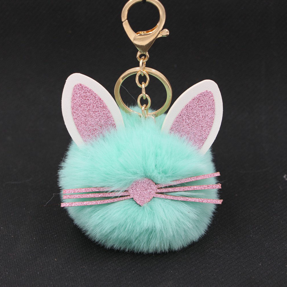 Plush Kitten Keychain Cute Cat Pendant Alloy Key Ring Women Adorable Bag Charm Accessory Trendy Gift Ideas Cat