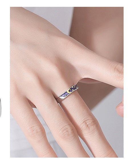 Couple Rings Rings Matching Sun And Moon Geometric Rings Electroplated Anniversary Rings Birthday Matching Sun