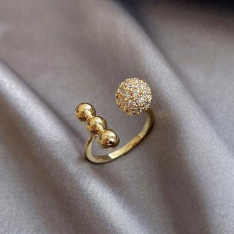 Adjustable Zircon Ring With Sweet Flower Design Alloy Fashion Jewelry For Women And Girls With Zircon Sparkles