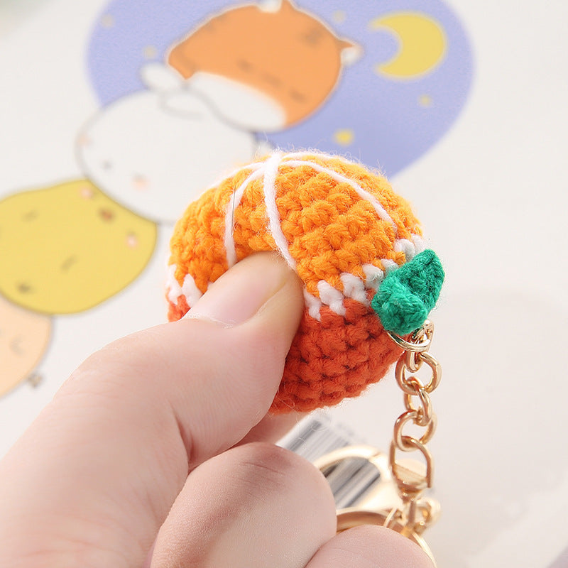 Fruit Keychain Cute Creative Key Chain With Plastic Design Fun Accessory For Keys Bags Peach Pendant Wool Ball