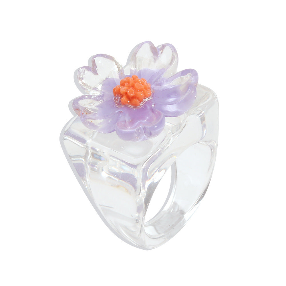 Resin Rings For Women Colorful Acrylic Geometric European Style Statement Jewelry Colorful Resin Ring Ornament