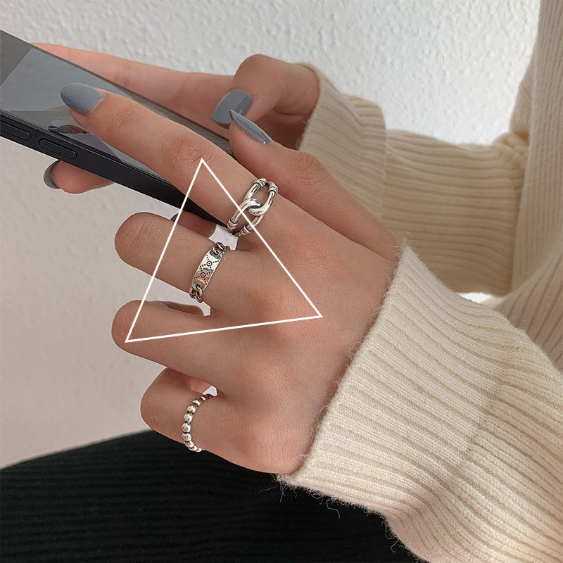 Geometric Square Ring Adjustable Opening Silver Plated Cupronickel Platinum Plated Jewelry For Women Fashion Trend