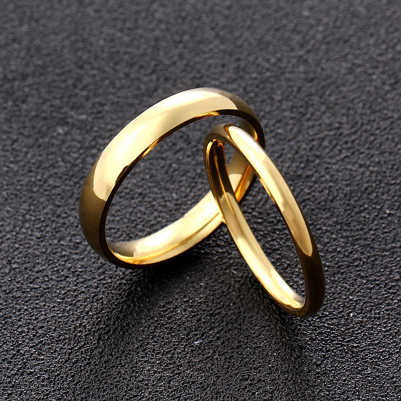 Couple Rings Titanium Steel Gold Circle Matching Rings For Him And Her Wedding Bands Jewelry Simple For Couple