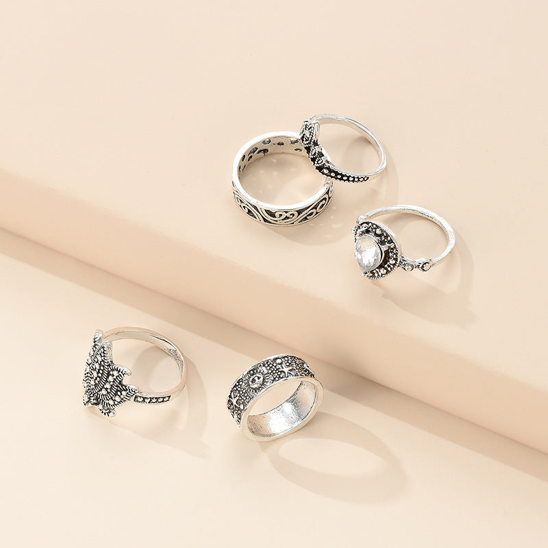 Womens Geometric Ring Set Retro Alloy Rings Punk Vintage Knuckle Ring Set Fashion Jewelry Gift Idea Styles Included