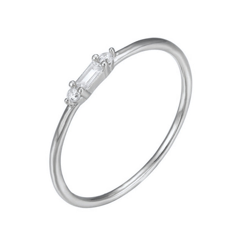 Womens Personalised Diamond Set Ring Minimalist Gold Silver