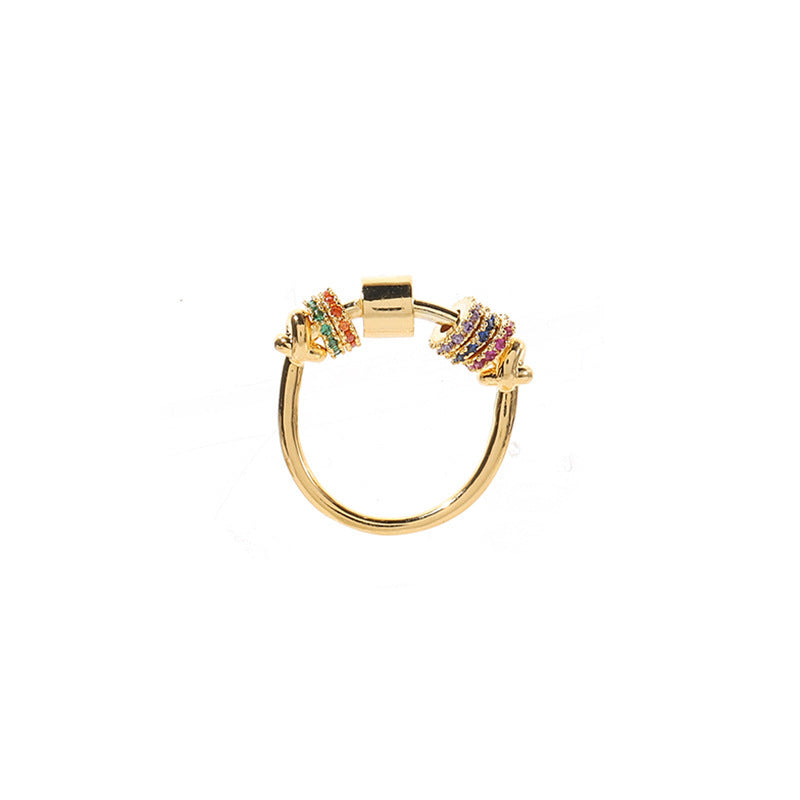 Gold Plated Ring Circle Design With 3A Zircon Embellished Hypoallergenic Copper Base Jewelry Accessory Everyday Wear
