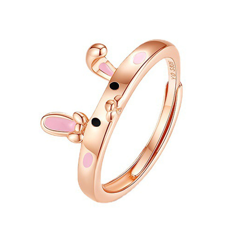 Womens Rabbit Ring Adjustable Open Minimalist Copper Electroplated Fashion Ring Cute Bunny High Quality Rabbit