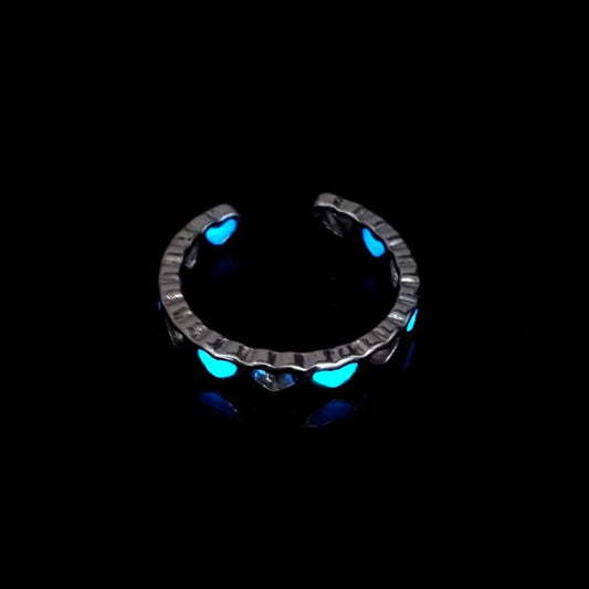 Unisex Open Ring With Heart Design Luminous Heart Shaped Ring Zinc Alloy U Shaped Glow Ring Love Heart Jewelry