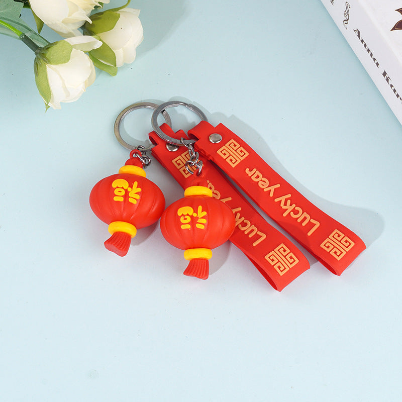 Red Lantern Silicone Keychain For Bags Festive Pendant Decoration Compact Design Daily Use Gift Accessory For Backpacks