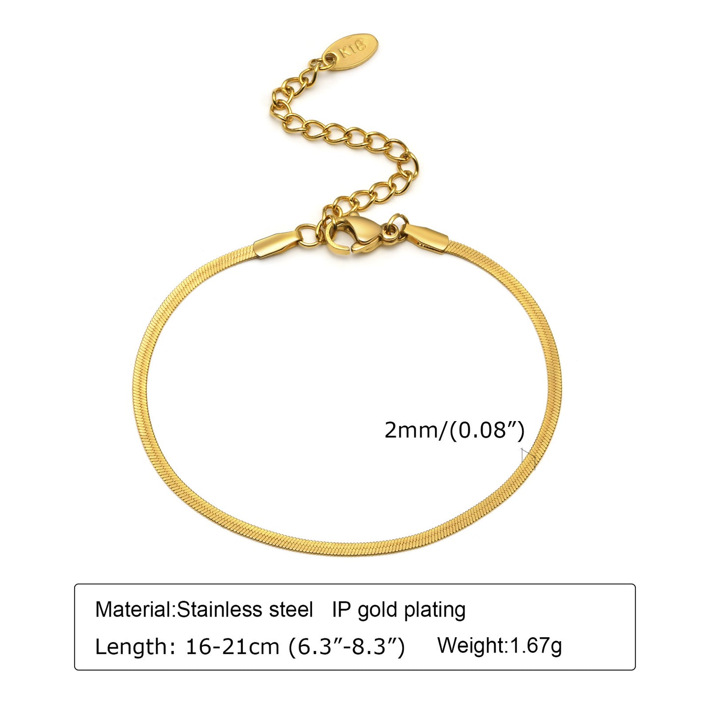 Womens Stainless Steel Bracelet 18K Gold Plated Chain Elegant Durable Jewelry Gift For Her Stainless Blade Pro