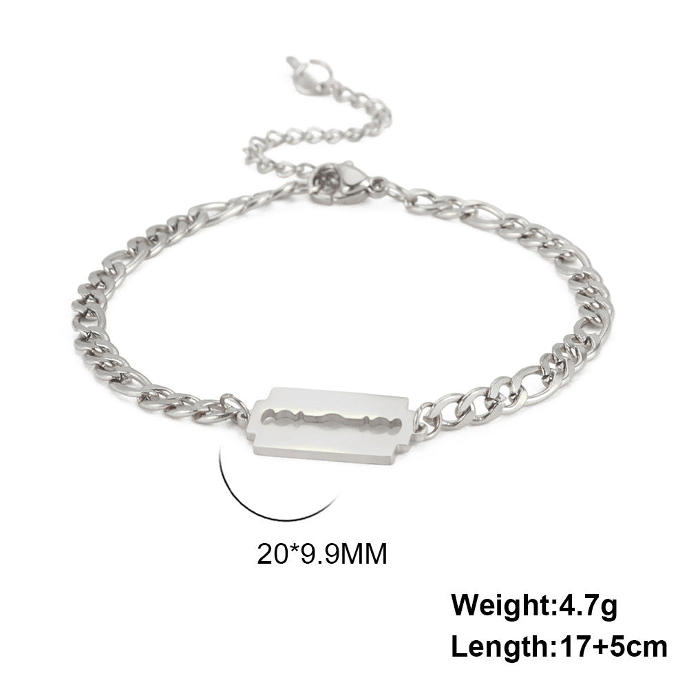 Unisex Stainless Steel Bracelet Double Hole Blade Design Geometric Quadrilateral Bracelet Gift For Advertising