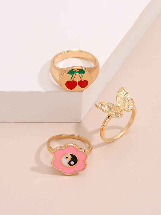 Womens Fashion Rings Set Irregular Trendy Rings For Women Zinc Alloy Electroplated Ring Set Elegant Daily Wear