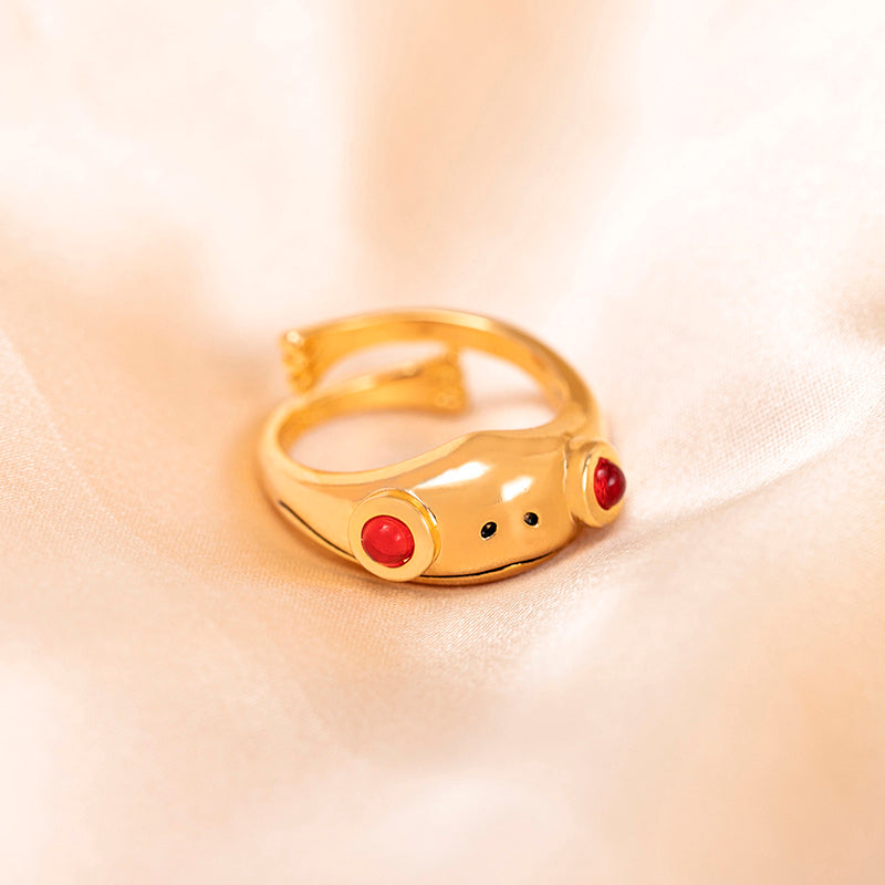 Unisex Frog Open Ring Copper Adjustable Hip Hop Style Jewelry Gift for Teens and Adults Superior Craftsmanship