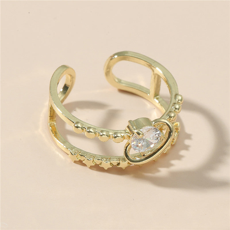 Copper Ring Adjustable Hollow Geometric European Design Index Finger Ring Simple Band Fashion For Everyday Use