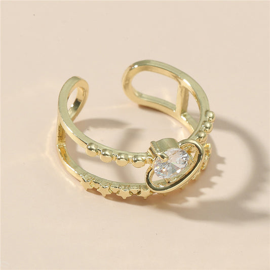 Copper Ring Adjustable Hollow Geometric European Design Index Finger Ring Simple Band Fashion For Everyday Use