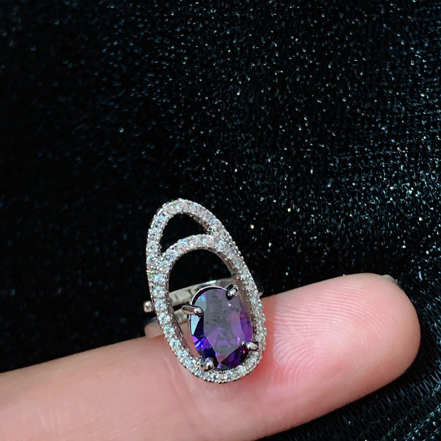 Three Dimensional Butterfly Nail Ring With Zircon Accents Alloy Silver Plated Jewelry For Stylish Nail Art Pro