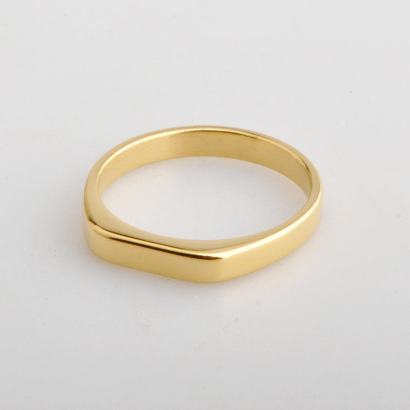 Gold Plated Titanium Steel Ring Minimalist Band Glossy Durable Everyday Wear For Women And Men Gift Free Deals
