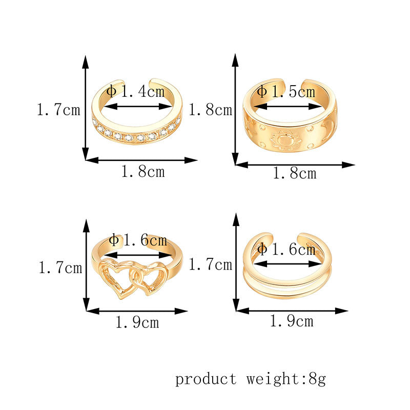 Womens Gold Plated Ring Set Knuckle Stackable Geometric Design Jewelry Trendy Rings Everyday Wear Modern Style