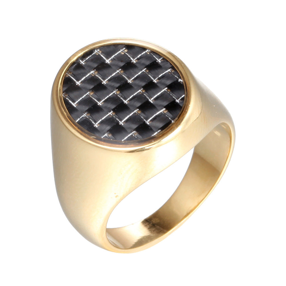 Mens Womens Ring Retro Titanium Steel Band for Men and Women Fashion Jewelry Geometric Design Ring Steel Color Gold Color Sizes 7 8 9 10 11 12