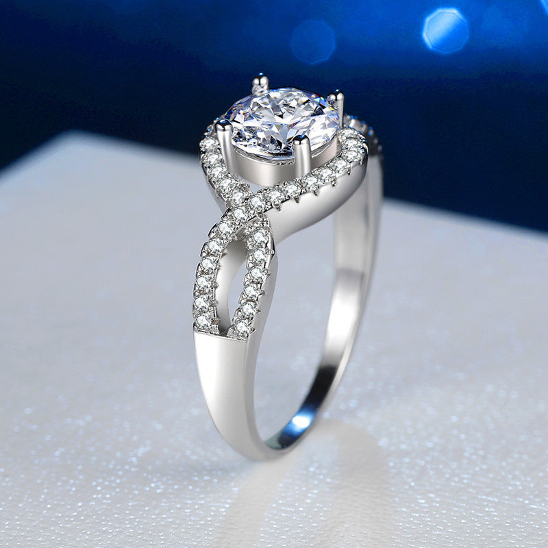 Zircon Moissanite Ring for Women Fashion Wedding Bride in White Copper Nepalese Style with Elegant Shine Today