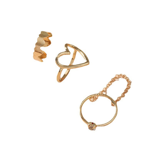 Womens Fashion Ring Gold Plated Metal Sleeve Hollow Heart