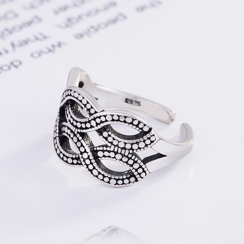 Unisex Geometric Ring Adjustable Opening Nepali Style Thai Silver Retro Punk Ring For Men And Women Gift Ideas