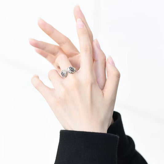 Unisex Adjustable Open Ring Electroplated Alloy Geometric Round Design Trendy Cool Ring Earphone Ring Thai Ring