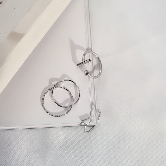 Womens Geometric Triangle Ring Four Rings Electroplated Alloy Rings Simple Rings Individually Packed For Women