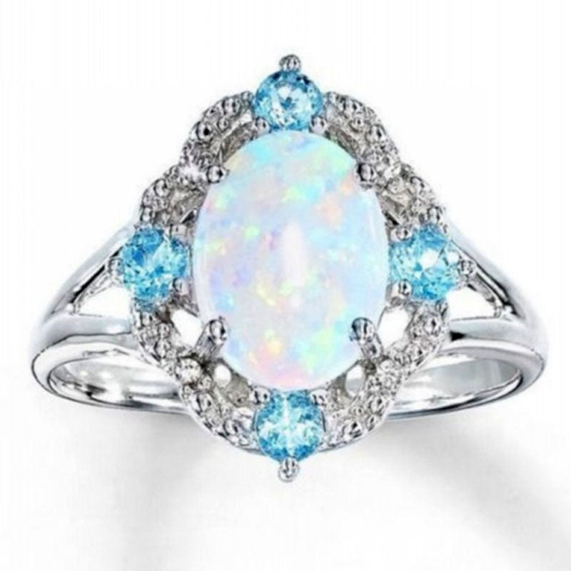 Womens Zircon Opal Geometric Ring With Diamond Accents Alloy Jewelry For Women Anniversary Gift For Daily Wear