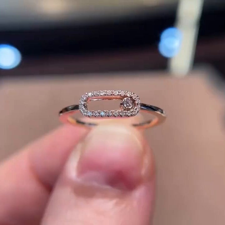 Women Open Mouth Adjustable Diamond Accent Ring Gold Copper