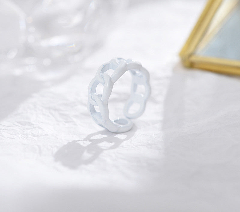 Womens Geometric Alloy Ring Candy Color Drip Design Oil Injected Finish Trendy Fashion Jewelry Geometric Ring