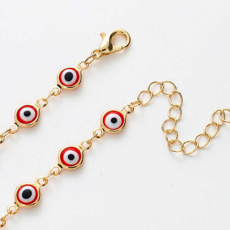 Eye Bracelet Copper Geometric Pattern Retro Color Matching Stitching Bracelet European American Metal European