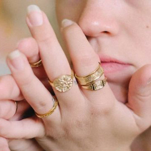 Gold Tone Titanium Steel Irregular Origami Faceted Ring For Women And Men Statement Jewelry Modern Durable Craft