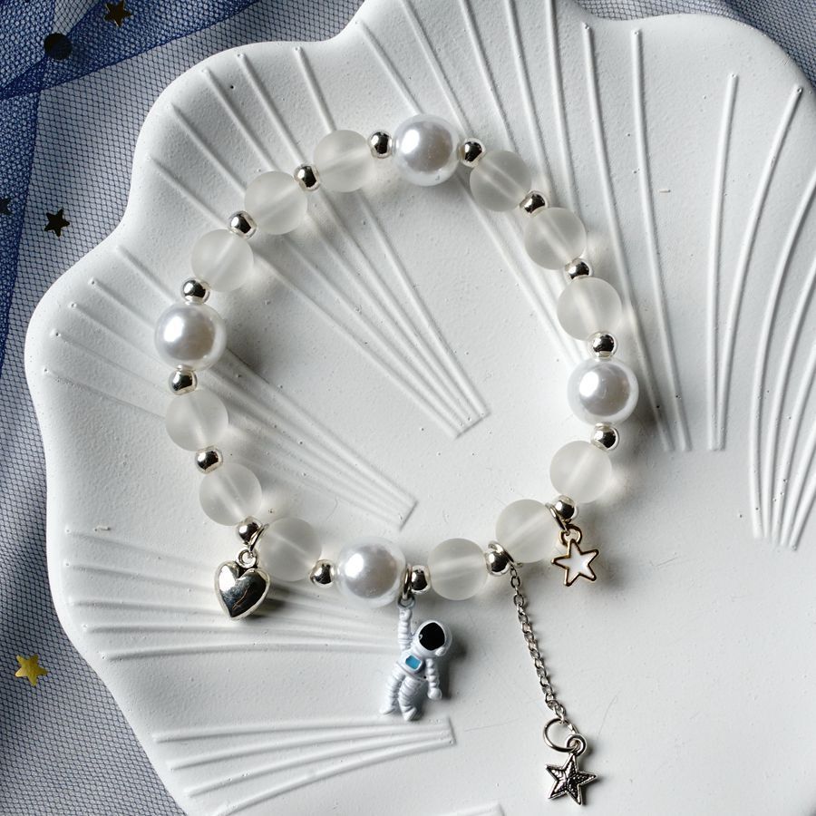 Unisex Alloy Bracelet Astronaut Girl Picking Stars Design Elastic Rope Zodiac Animal Electroplated Individually