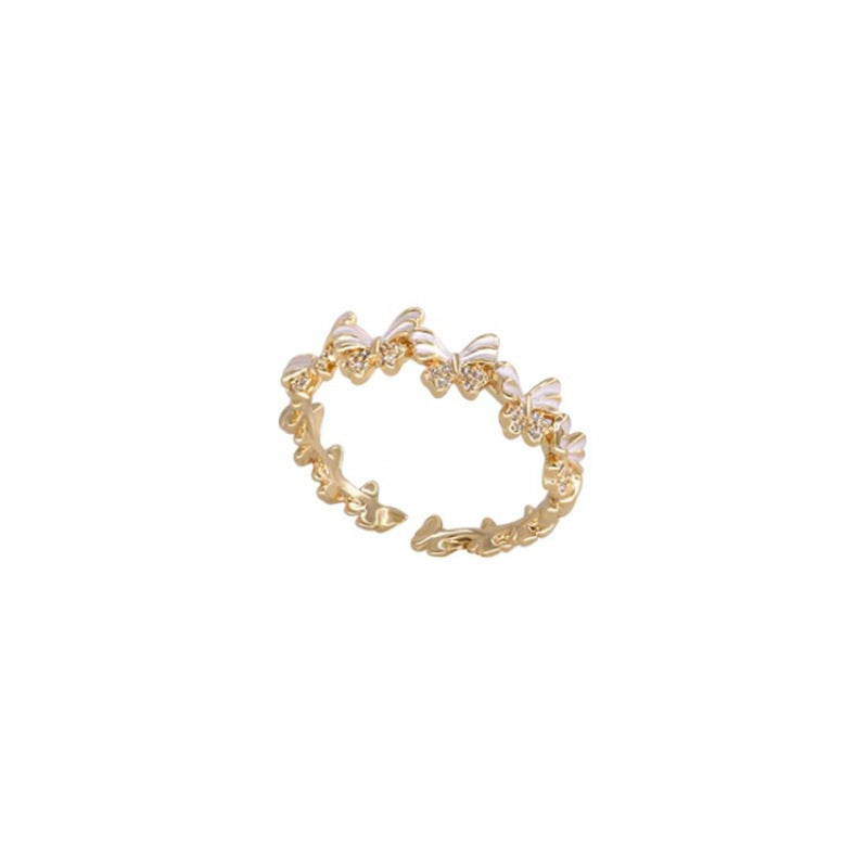 Copper Butterfly Ring for Women Adjustable Open Band Electroplated Jewelry Flower Design Daily Wear Daily Style