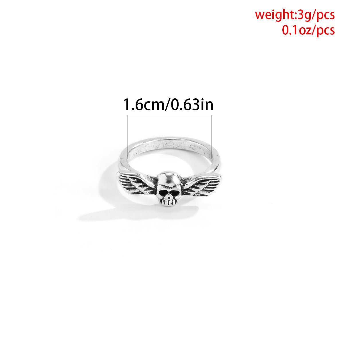 Womens Retro Skull Ring European Jewelry Alloy Electroplated Hand Ring Ancient Silver Skull Head Individually Packed