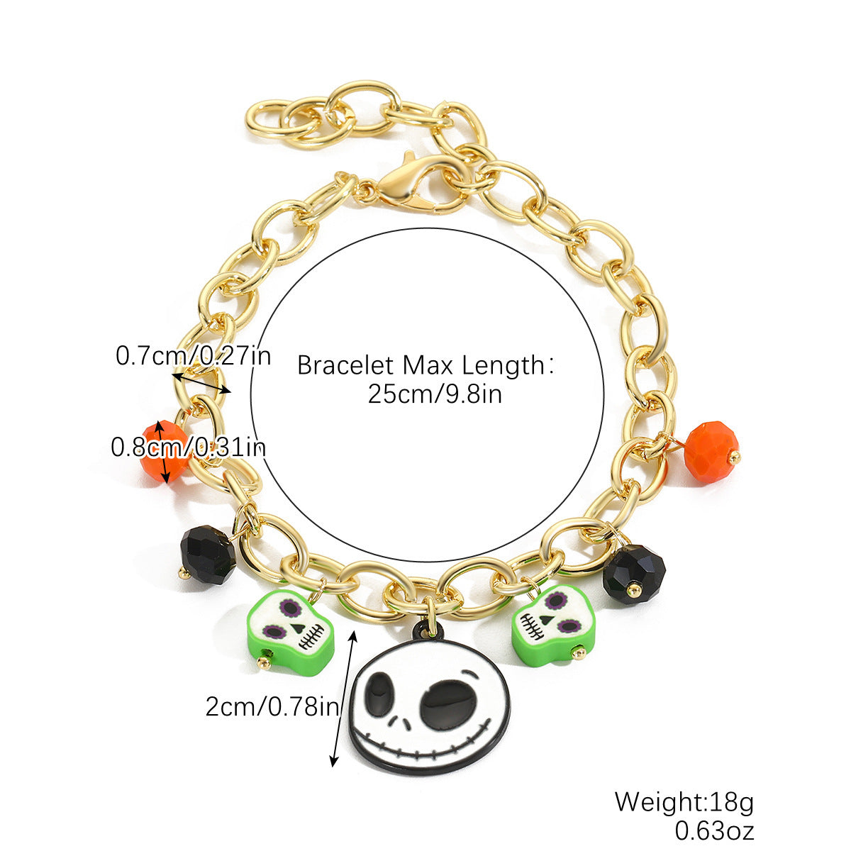 Women Halloween Punk Bracelet With Pumpkin Skull Charms Geometric Pendants Zinc Alloy Jewelry Great Gift Ideas