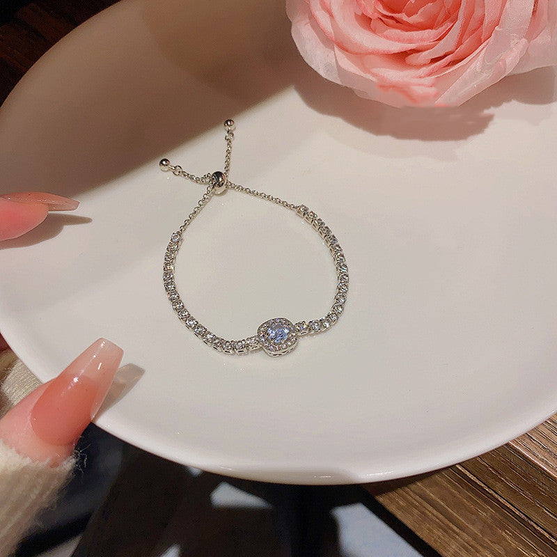 Womens Copper Bracelet With Rhinestone Zircon Geometric Quadrilateral Bangle Electroplated Finish Modern Style