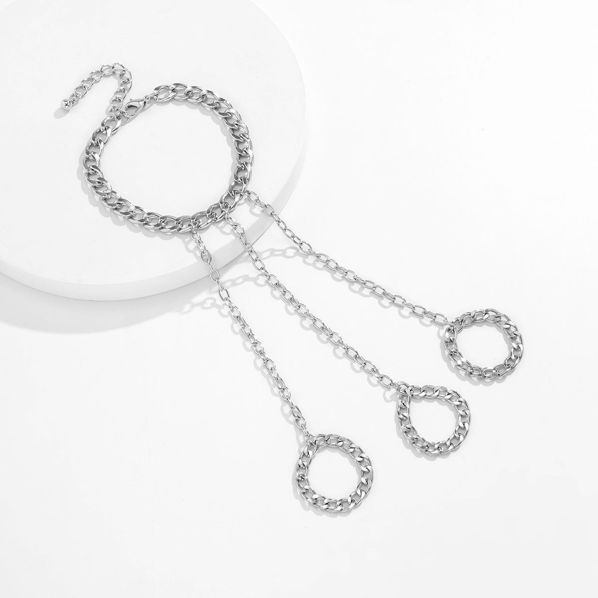 Mens Iron Geometric Bracelet Metal Chain Hip Hop Style Geometric Design Accessory For Men For Daily Wear Style