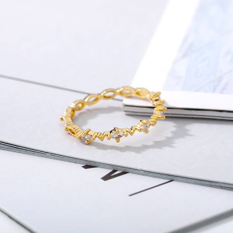 Womens Geometric Diamond Shaped Ring Copper Rhombus Ring Inlaid Gold Jewelry Gift For Her Party Ring Statement Piece