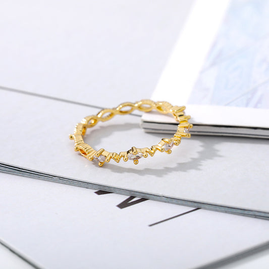 Womens Geometric Diamond Shaped Ring Copper Rhombus Ring Inlaid Gold Jewelry Gift For Her Party Ring Statement Piece