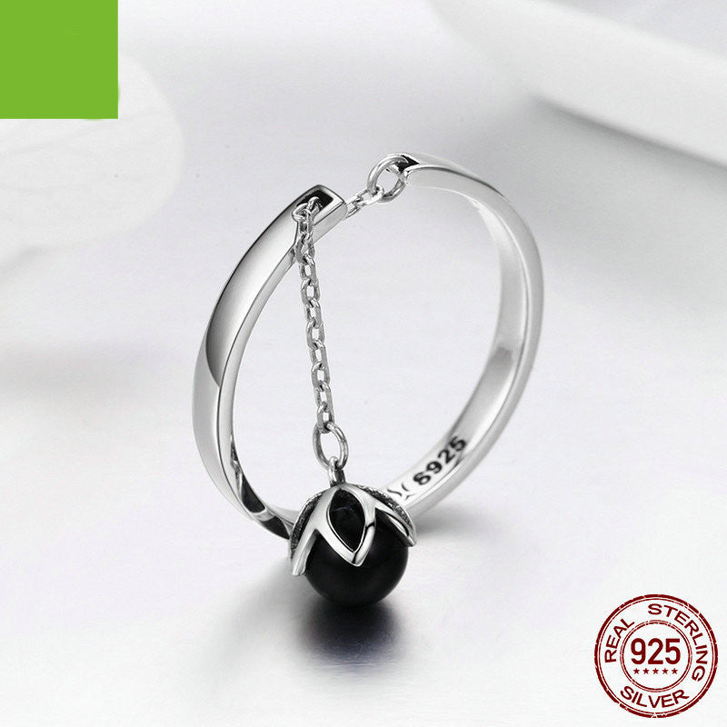 Womens Sterling Silver Ring Shell Beads Inlaid Zircon Personalized Flower Jewelry Ring European American Style