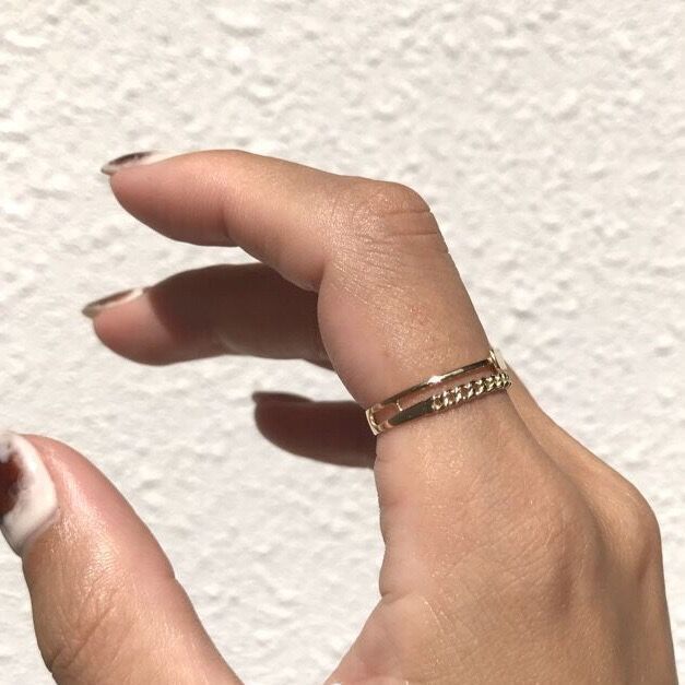 Womens 925 Silver Ring Double Layer Minimalist Geometric Electroplated Jewelry For Women And Girls Silver Or Gold