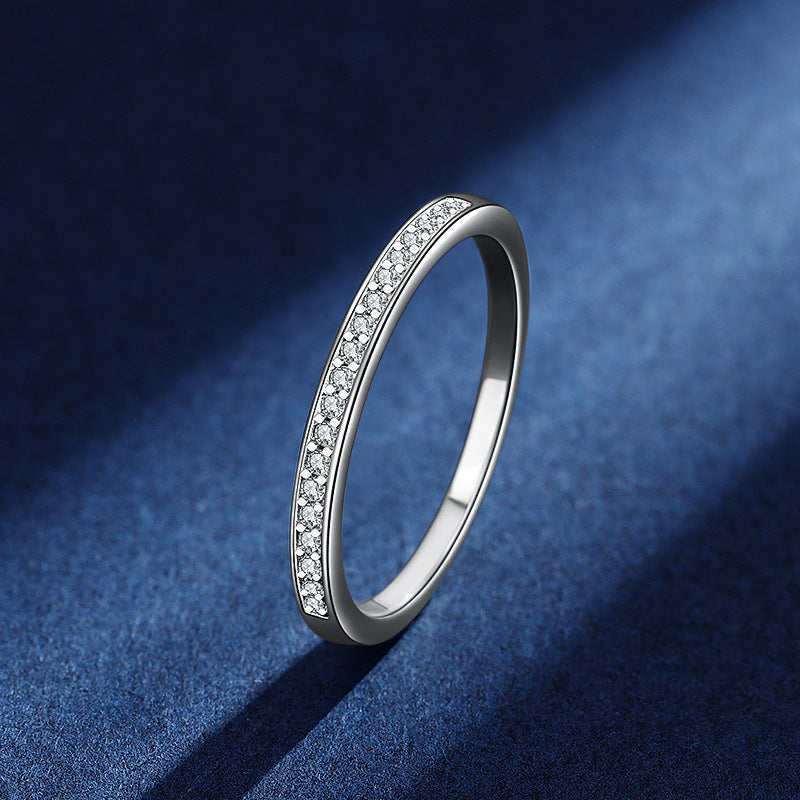 Pure Silver High Carbon Stone Wedding Ring Five Layer Electroplating Open And Closed Design Polished And Craft