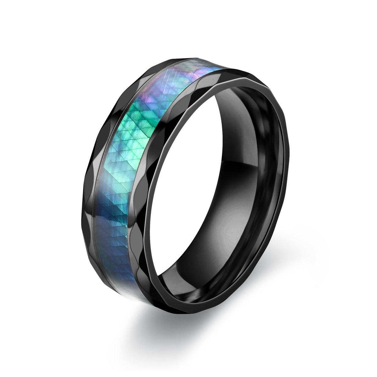 Mens Stainless Steel Diamond Cut Ring Fashion Jewelry For Men Elegant Ring Durable Everyday Wear Accessory Now