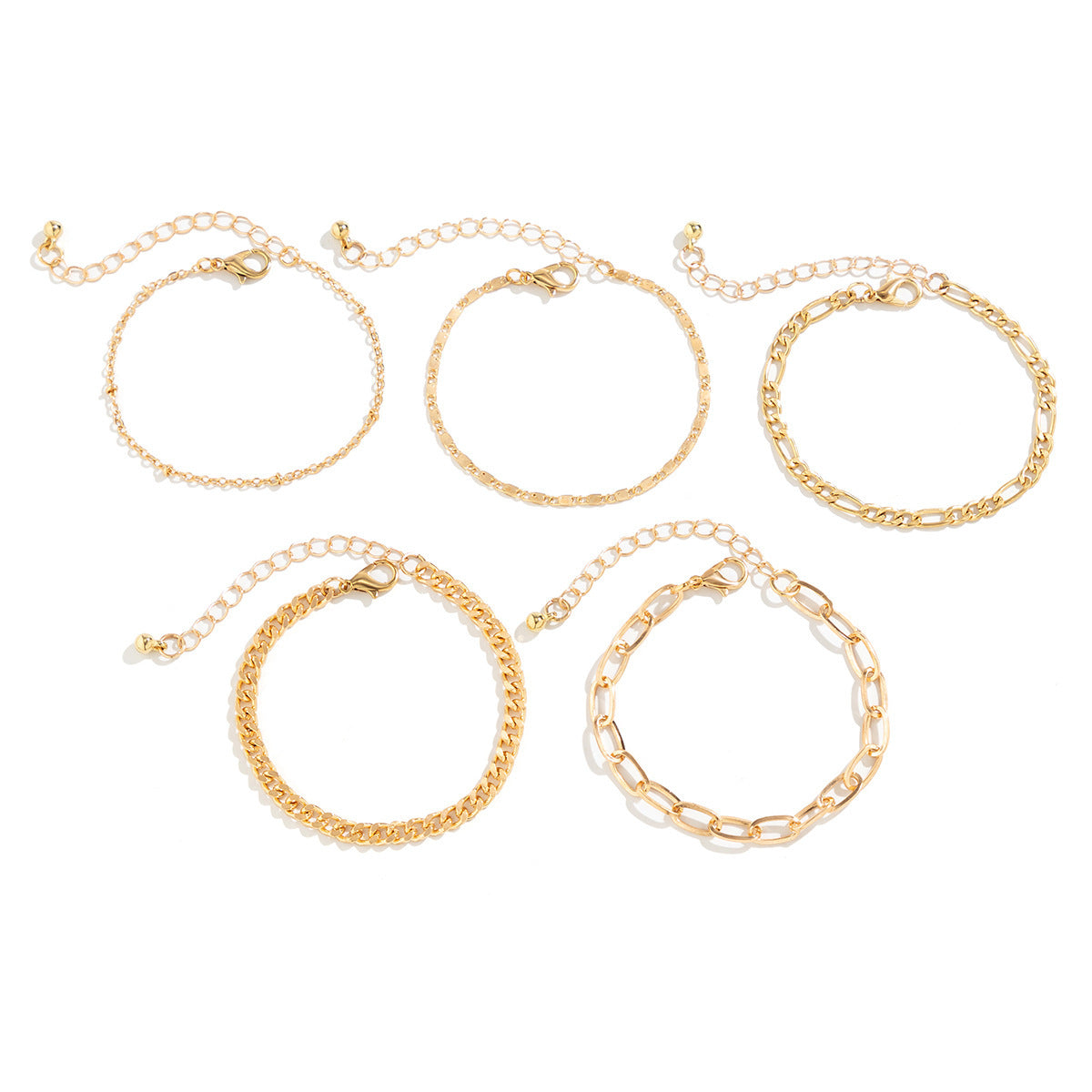 Geometric Bracelet Set Twin Cross Chain Electroplated Gold Color Metal Jewelry For Women With Luxurious Finish Shine