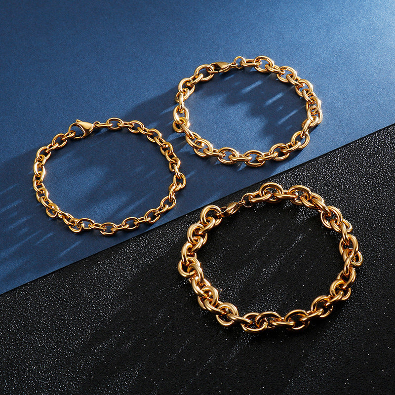 Geometric O Shaped Titanium Steel Bracelet Electroplated Chain Jewelry For Women And Girls Daily Stylish Charm