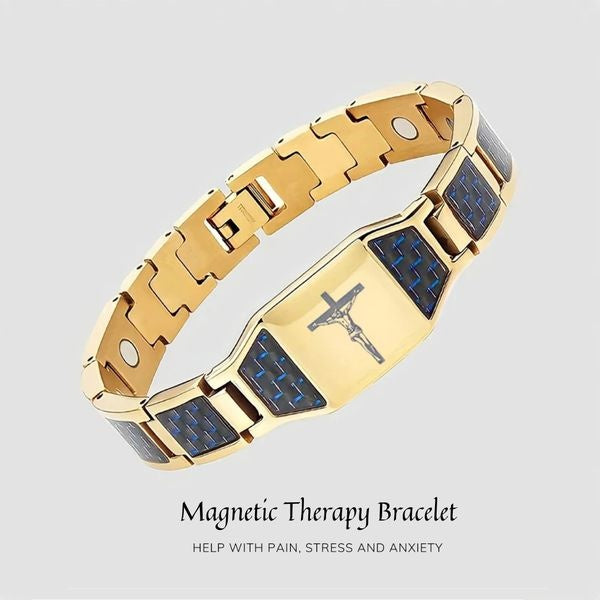 Mens Womens Copper Magnetic Cross Totem Bracelet Religious Jewelry Gift for Men Women Anniversary Opening Ceremony